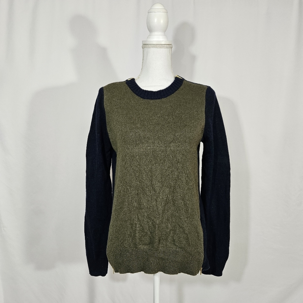 J. Crew merino wool blend zipper detail sweater women's size medium